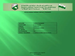FORMACIÓN PARA LA ATENCIÓN EDUCATIVA A NIÑOS, NIÑAS Y JÓVENES EN SITUACION DE DESPLAZAMIENTO.Se han identificado como poblaciones afectadas por la violencia, la población en situación de desplazamiento, los menores desvinculados de los grupos armados al margen de la ley e hijos en edad escolar de adultos desmovilizados.EDUCAMOS CON VISIÓN FUTURISTA