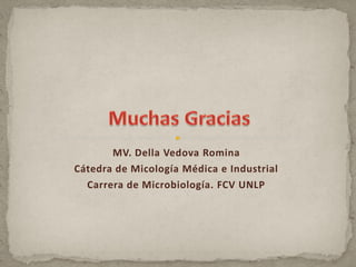 MV. Della Vedova Romina
Cátedra de Micología Médica e Industrial
  Carrera de Microbiología. FCV UNLP
 