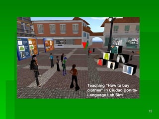 Teaching “How to buy clothes” in Ciudad Bonita-Language Lab Sim 