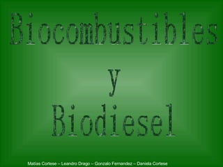 Biocombustibles  y Biodiesel Matías Cortese – Leandro Drago – Gonzalo Fernandez – Daniela Cortese 
