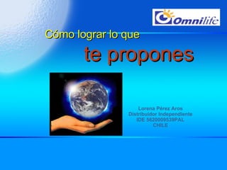 Cómo lograr lo que Lorena Pérez Aros Distribuidor Independiente IDE 5620009539PAL CHILE te propones 