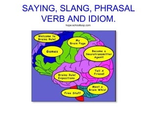 SAYING, SLANG, PHRASAL VERB AND IDIOM. hope.schoolloop.com  