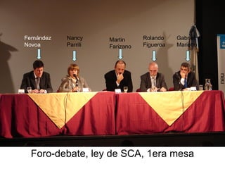 Foro-debate, ley de SCA, 1era mesa Fernández Novoa Nancy Parrili Martin Farizano Rolando Figueroa Gabriel Mariotto 