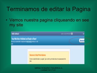 Terminamos de editar la Pagina  Vemos nuestra pagina cliqueando en see my site 