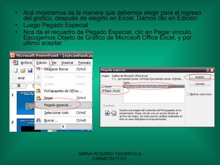 Acá mostramos de la manera que debemos elegir para el ingreso del grafico, después de elegirlo en Excel, Damos clic en Edición  Luego Pegado Especial Nos da el recuadro de Pegado Especial, clic en Pegar vinculo, Escogemos Objeto de Grafico de Microsoft Office Excel, y por ultimo aceptar 
