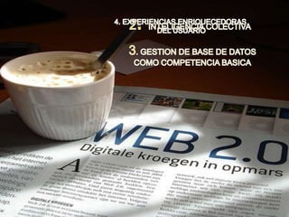2. INTELIGENCIA COLECTIVA4. EXPERIENCIAS ENRIQUECEDORAS DEL USUARIO3. GESTION DE BASE DE DATOSCOMO COMPETENCIA BASICA
