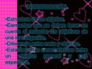 INDRODUCCIÓNEstructura de un objetivo.