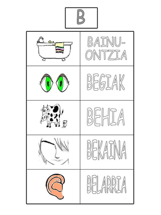 B BAINU- ONTZIA BEGIAK BEHIA BEKAINA BELARRIA 