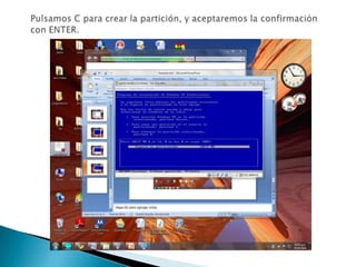 Pulsamos C para crear la partición, y aceptaremos la confirmación con ENTER. 