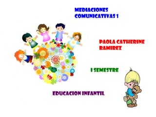 MEDIACIONES
COMUNICATIVAS 1
EDUCACION INFANTIL
PAOLA CATHERINE
RAMIREZ
I SEMESTRE
 