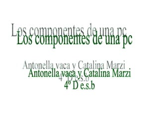 Los componentes de una pc Antonella vaca y Catalina Marzi  4º D e.s.b 