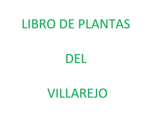 LIBRO DE PLANTAS  DEL  VILLAREJO 