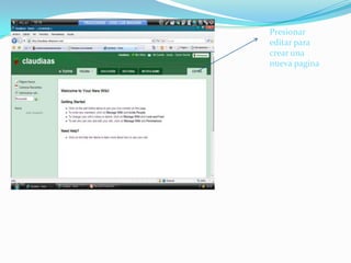 Presionar editar para crear una nueva pagina