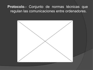Protocolo.- Conjunto de normas técnicas que
 regulan las comunicaciones entre ordenadores.
 