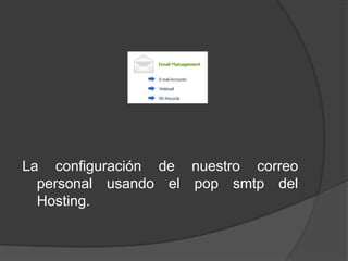 La configuración de nuestro correo
  personal usando el pop smtp del
  Hosting.
 