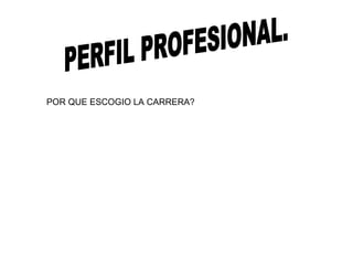 PERFIL PROFESIONAL. POR QUE ESCOGIO LA CARRERA?