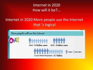 Internet in 2020 More people use the Internet
that ‘s logical
Internet in 2020
How will it be?...
 