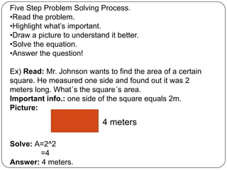 Five Step Problem Solving Process.Read the problem.