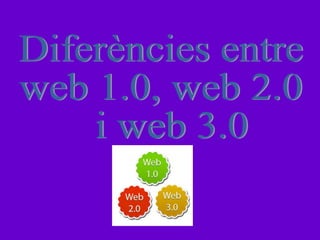 Diferències entre  web 1.0, web 2.0 i web 3.0 