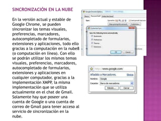 Panel de contenido de la página web.