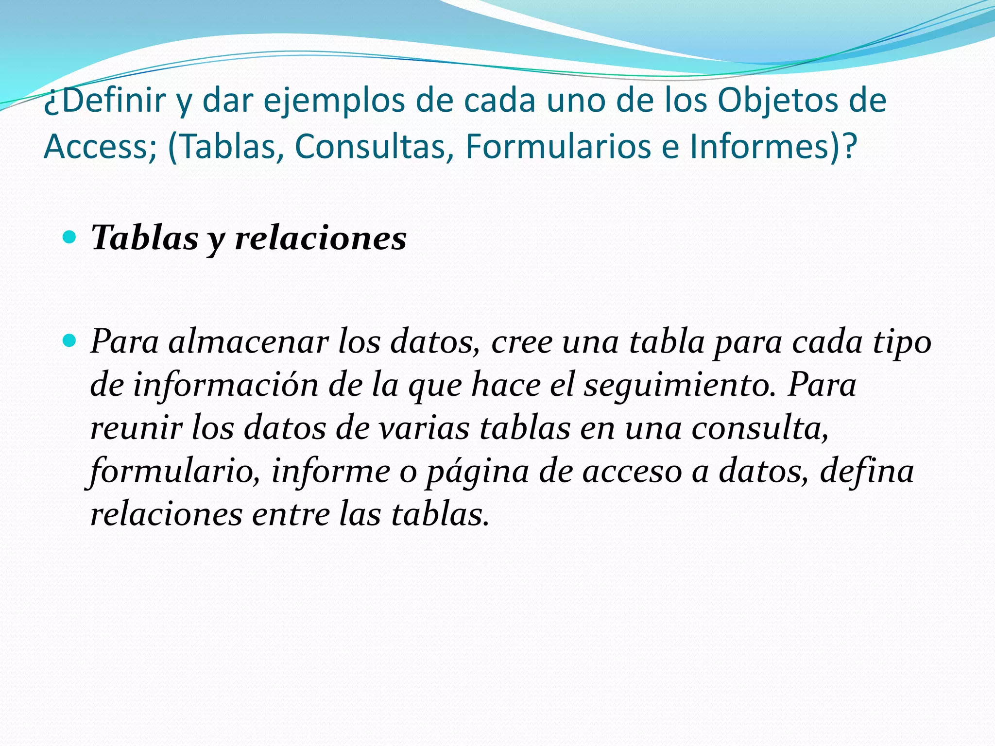 ¿Cuáles son las operaciones básicas que se pueden realizar en una BD?Operaciones unarias  Selección: Mediante esta operación se obtiene un conjunto de filas con todas las columnas de la tabla. Se seleccionan determinadas filas incluyendo una condición. Se utilizan los operadores booleanos “and” (Y),” or” (O), “not” (NO). La representación sería la siguiente:  O  Condicion (Tabla) Proyección: esta operación nos devuelve una nueva tabla con las columnas seleccionadas de otra. La representación sería la siguiente: O col1, col2,…(tabla)
