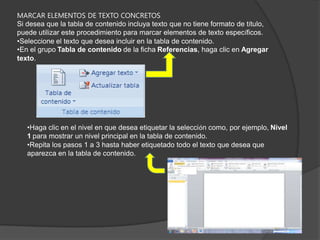 En el grupo Estilos de la ficha Inicio, haga clic en el estilo que desee.Por ejemplo, si seleccionó texto al que desea aplicar un estilo de título principal, haga clic en el estilo denominado Título 1 en la galería de estilos rápidos. NOTAS Si no encuentra el estilo apropiado, haga clic en la flecha para expandir la galería de estilos rápidos.Si el estilo que desea no aparece en la galería de estilos rápidos, presione CTRL+MAYÚS+W para abrir el panel de tareas Aplicar estilos. Bajo Nombre de estilo, haga clic en el estilo que desea usar