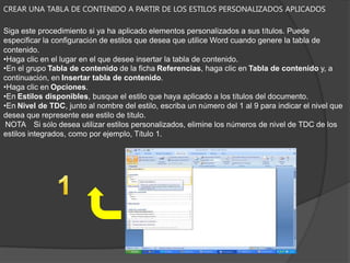 En el grupo Tabla de contenido de la ficha Referencias, haga clic en Agregar texto.