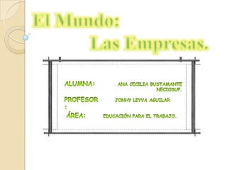 El Mundo:  Las Empresas. Alumna: Ana Cecilia Bustamante Neciosup. Profesor: JonhyLeyva Aguilar Área:  Educación para el trabajo. 