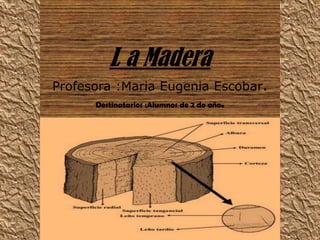 L a MaderaProfesora :Maria Eugenia Escobar.Destinatarios :Alumnos de 2 do año. 