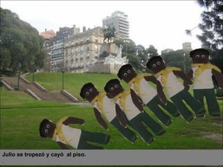 Julio se tropezó y cayó  al piso. . 