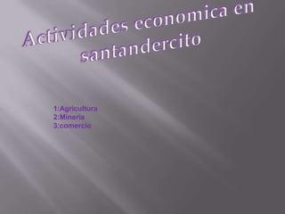 Actividades economica en santandercito1:Agricultura2:Mineria3:comercio