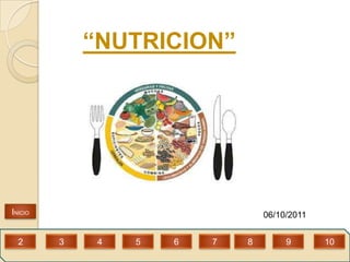 “NUTRICION”




INICIO                            06/10/2011


  2      3    4   5   6   7   8        9       10
 