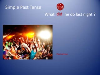 Simple Past Tense
                    What did he do last night ?




                          Past Action
 
