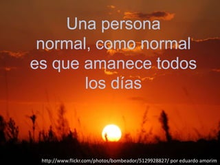 Una persona
 normal, como normal
es que amanece todos
       los días



 http://www.flickr.com/photos/bombeador/5129928827/ por eduardo amorim
 