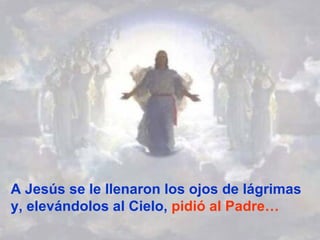 A Jesús se le llenaron los ojos de lágrimas y, elevándolos al Cielo,  pidió al Padre… 