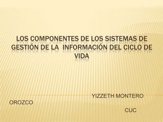 LOS COMPONENTES DE LOS SISTEMAS DE
GESTIÓN DE LA INFORMACIÓN DEL CICLO DE
                 VIDA




                     YIZZETH MONTERO
OROZCO
                              CUC
 