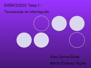 EXERCICIOS Tema 1 :
Tecnoloxías da información




                             Alba Correa Rivas
                             Marta Estévez Tejido
 