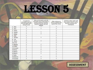 Lesson 5




           ASSESSMENT
 