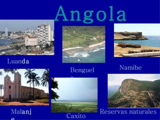 Angola

Luanda
            Benguel         Namibe
            a




 Malanj               Reservas naturales
           Caxito
 