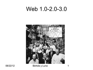 Web 1.0-2.0-3.0




08/22/12     Bértola y Luna   1
 