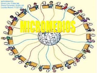 MICROMEDIOS INTEGRANTES: Elimar Lobo 13.884.386 Oriana Fernandez 18.620.125 Lourdes Moreno 17.521.628 MICROMEDIOS 