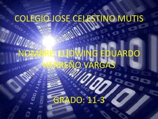 COLEGIO JOSE CELESTINO MUTIS


NOMBRE: LUDWING EDUARDO
    HERREÑO VARGAS


        GRADO: 11-3
 
