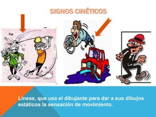 SIGNOS CINÉTICOS




Líneas, que usa el dibujante para dar a sus dibujos
estáticos la sensación de movimiento.
 