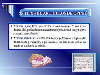3.- TIPOS DE ARTÍCULOS DE OPINIÓN 