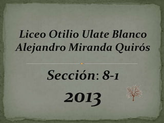 Liceo Otilio Ulate Blanco
Alejandro Miranda Quirós
Sección: 8-1
2013
 