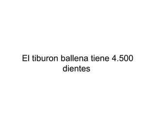 El tiburon ballena tiene 4.500
dientes
 