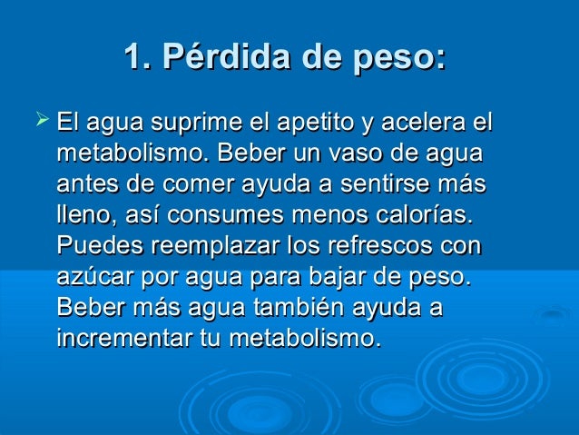 Resultado de imagen de EL AGUA SUPRIME EL APETITO