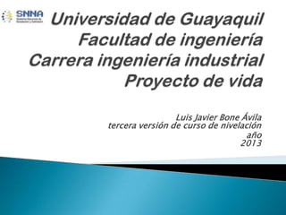 Luis Javier Bone Ávila
tercera versión de curso de nivelación
año
2013
 