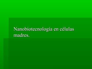 Nanobiotecnología en célulasNanobiotecnología en células
madres.madres.
 