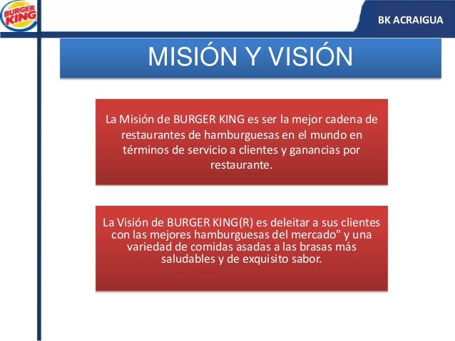 Mision Y Vision De Burger King